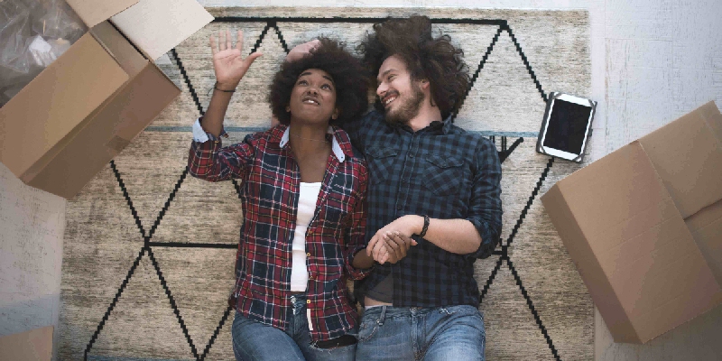 young multi-ethnic couple moved in